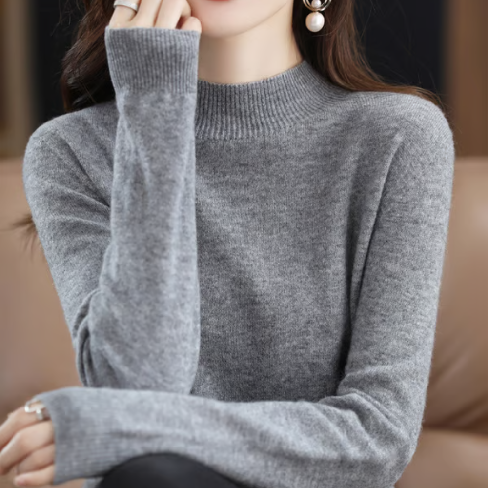 Amélienne™ - Eleganter Halb-Rollkragen Strickpullover