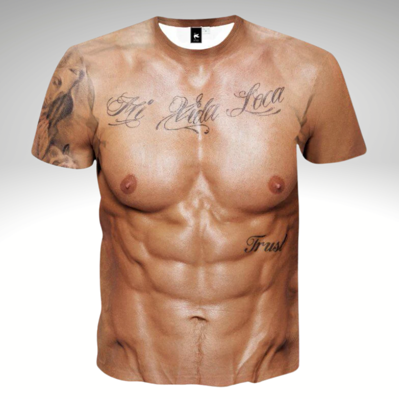 MuscleSkin™ – T-Shirt mit Muskel-Tattoo Print für Männer