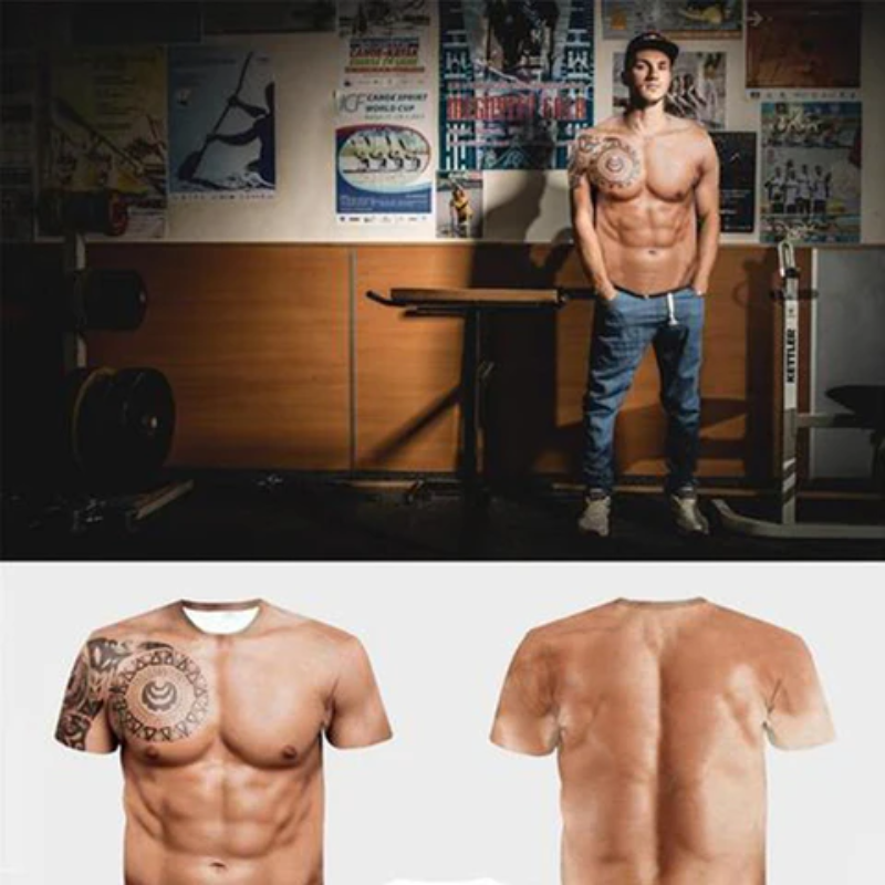 MuscleSkin™ – T-Shirt mit Muskel-Tattoo Print für Männer
