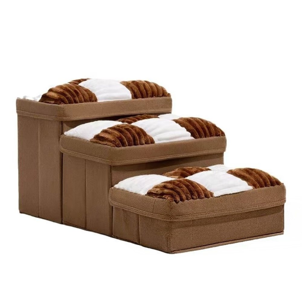 StashSteps™ - Handgefertigte, faltbare Hunde-Treppe mit Schachbrett-Optik & Stauraum