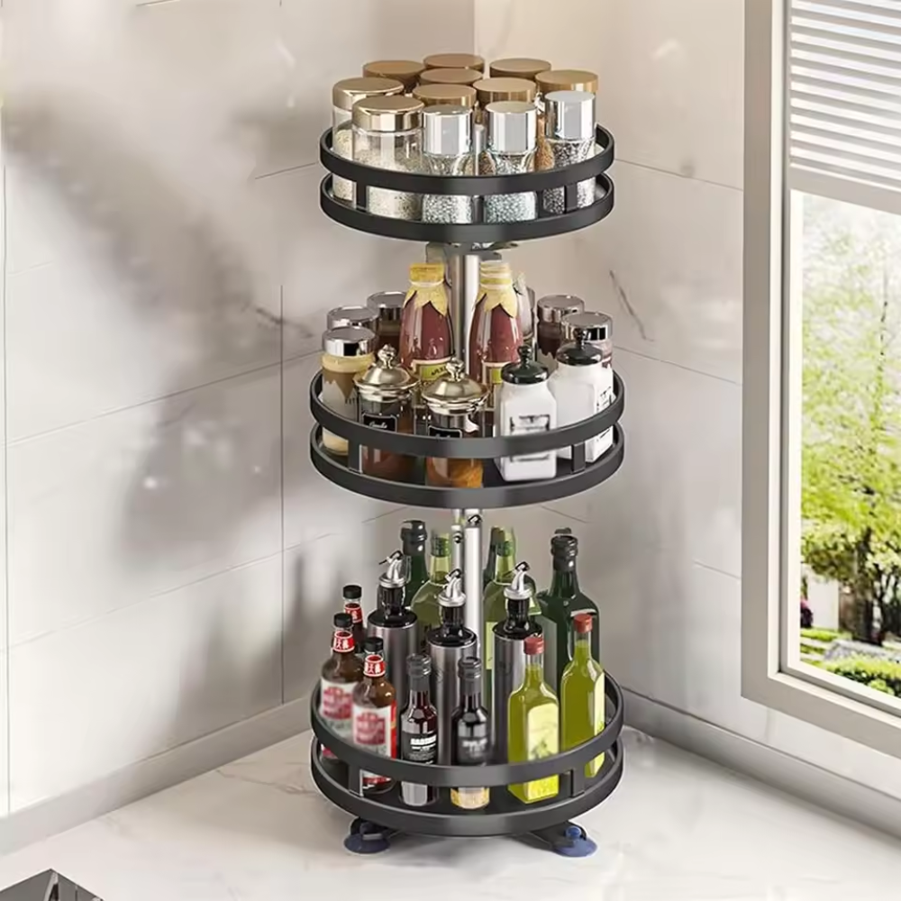 SpinStore™ – 360° Drehbares Regal mit 3 Ebenen