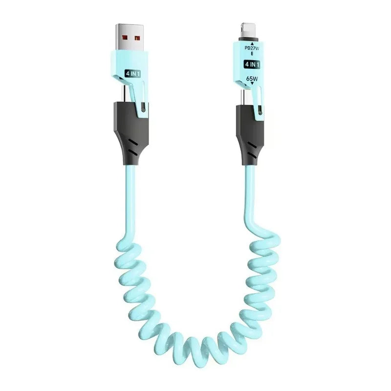 SpeedCoil65™ – 4-in-1 USB-Schnellladekabel, federnd & ausziehbar