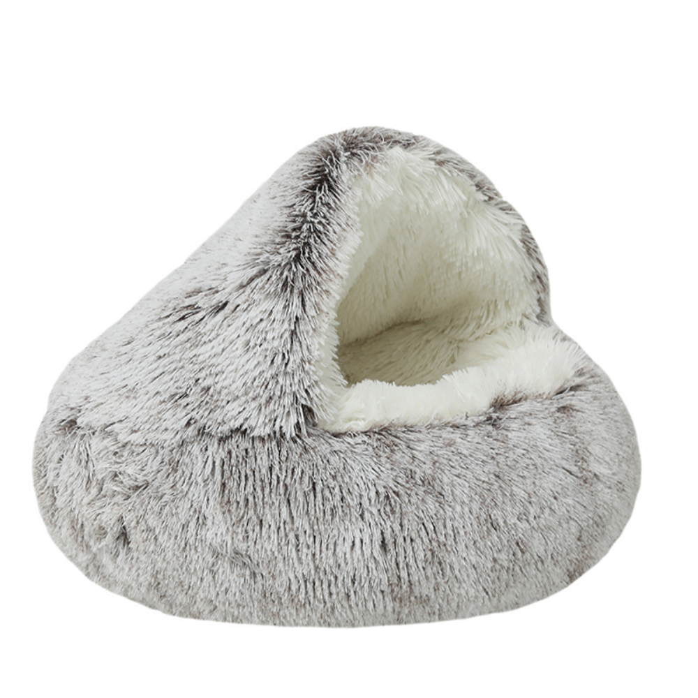 PAWRELLE™ SnuggleCave – Geschlossenes Haustierbett mit Dach, Flauschig & Waschbar