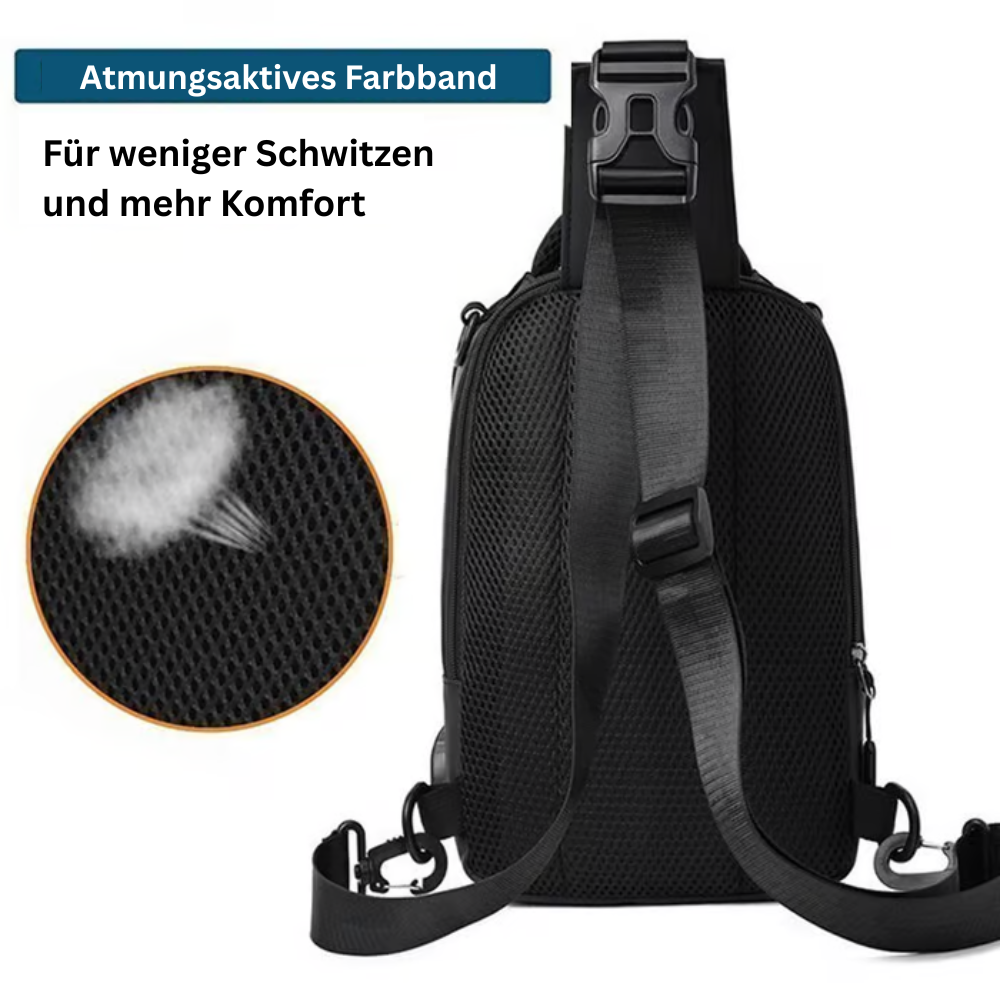 UrbanCarry™ – Herren Crossbody Schultertasche mit USB-Anschluss & Wasserabweisendem Stoff