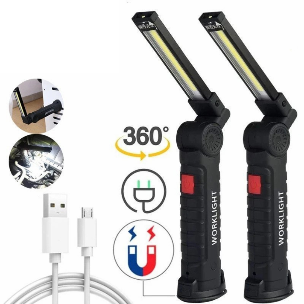 FixBeam™ – Kompakte LED-Arbeitsleuchte mit USB-Akku & Klappständer