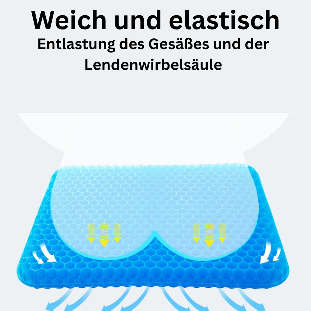 SitzGel™ – Ergonomisches Gel-Sitzkissen für Rücken- & Steißbeinentlastung