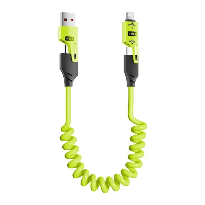 SpeedCoil65™ – 4-in-1 USB-Schnellladekabel, federnd & ausziehbar