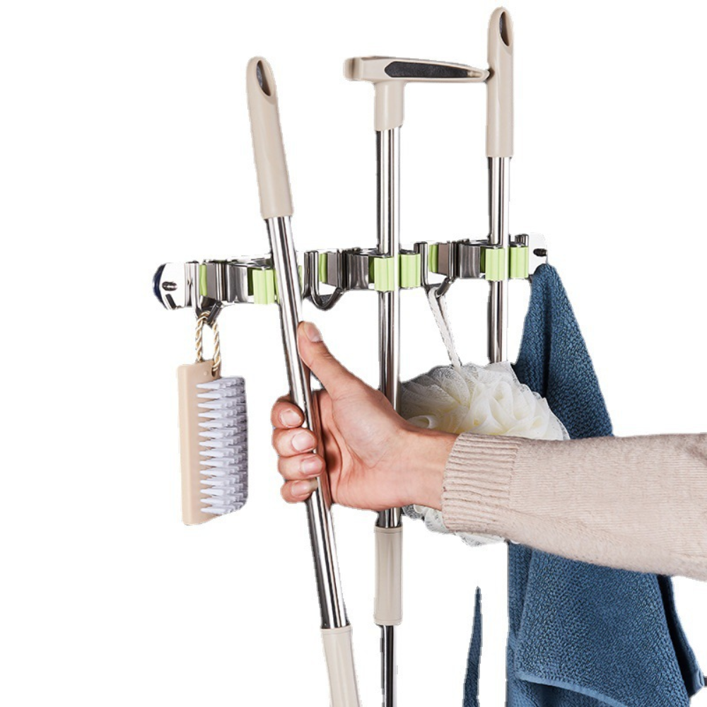 GripFix™ Wall – Edelstahl Wandhalterung für Besen, Mopp & Reinigungsgeräte