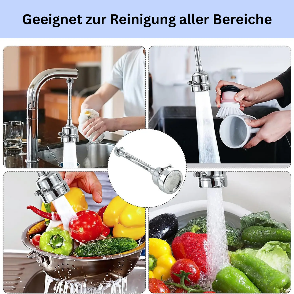 KüchenJet™ – 360° Wasserhahn-Aufsatz mit Sprühfunktion & Wasserspar-Modus