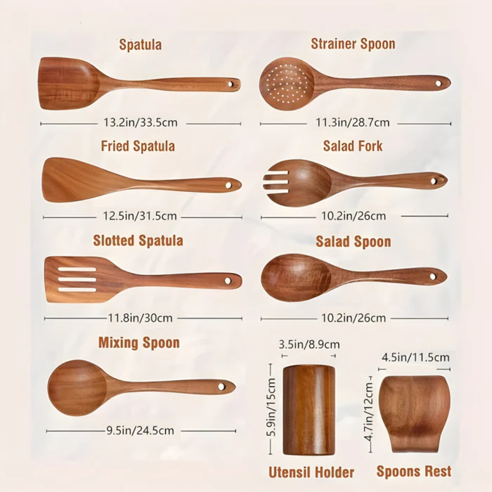 NaturKoch™ – 9-teiliges Küchenhelfer Set aus Holz für stilvolles Kochen