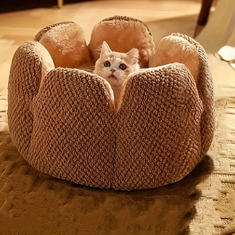 BloomNest™ - Blumenförmiges Kaktus-Haustierbett mit gestrickter Kuschelhöhle