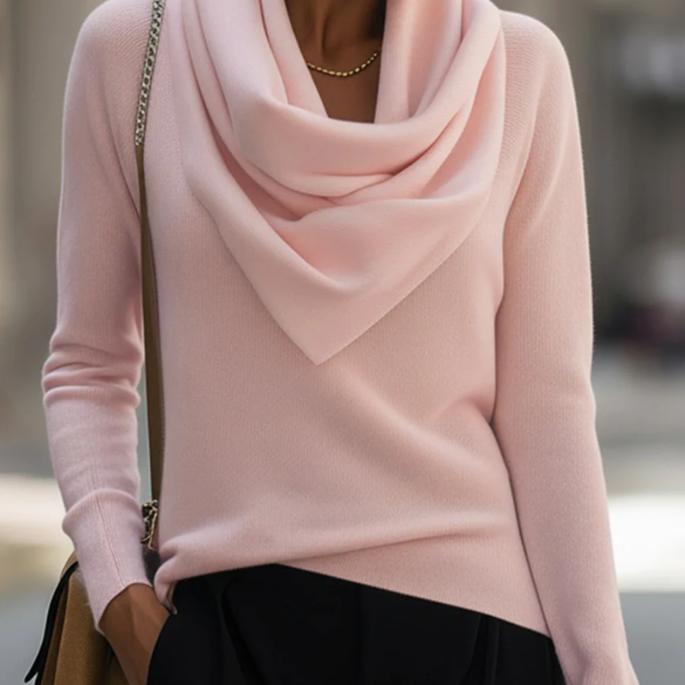 Eloria™ – Damen Langarmshirt mit Wasserfallausschnitt