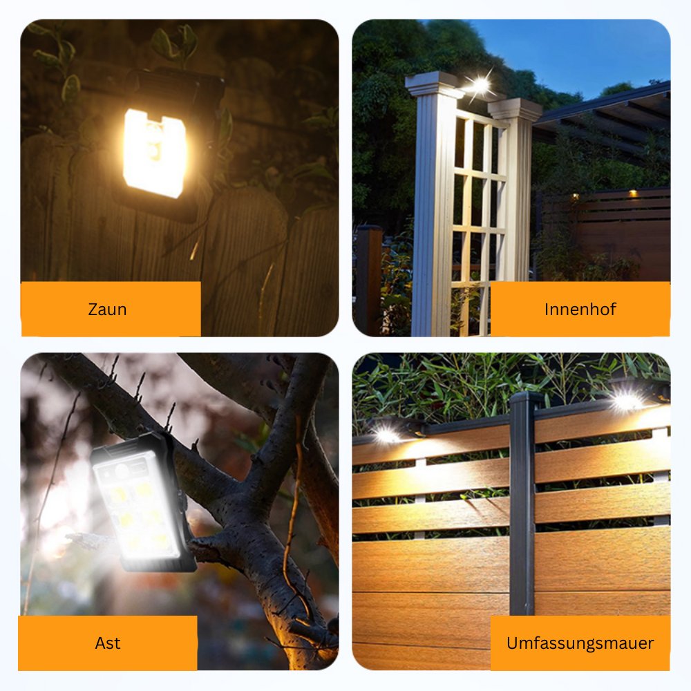 SolarClip™ – LED Außenlampe mit Sensor & Clip, wasserdicht