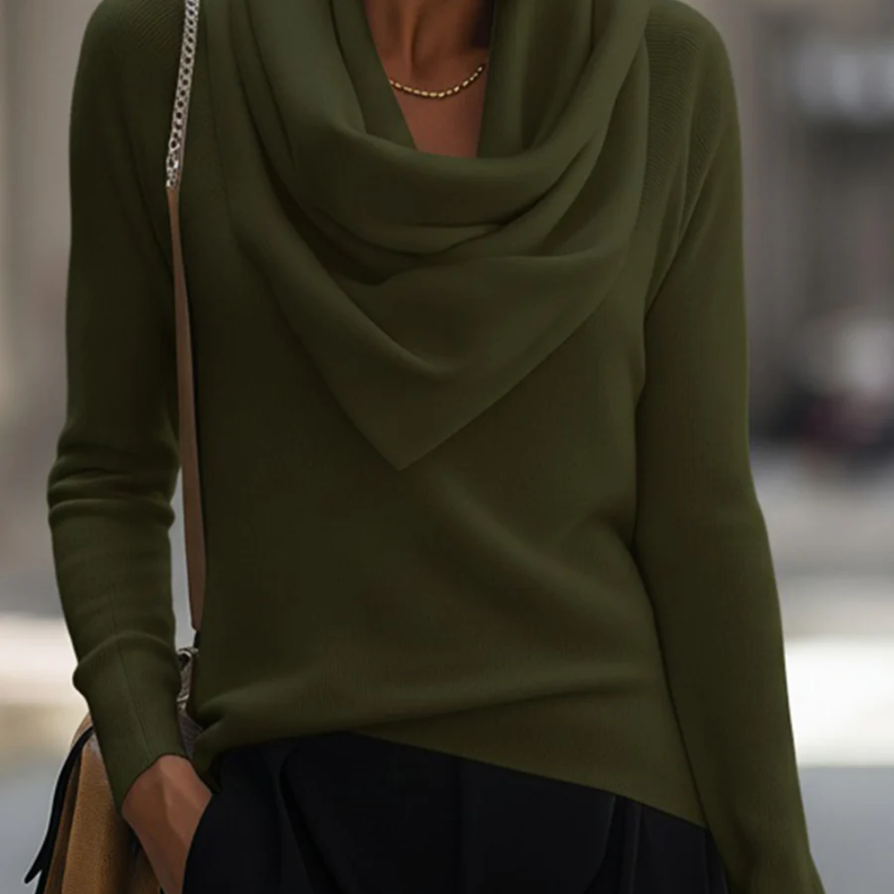 Eloria™ – Damen Langarmshirt mit Wasserfallausschnitt