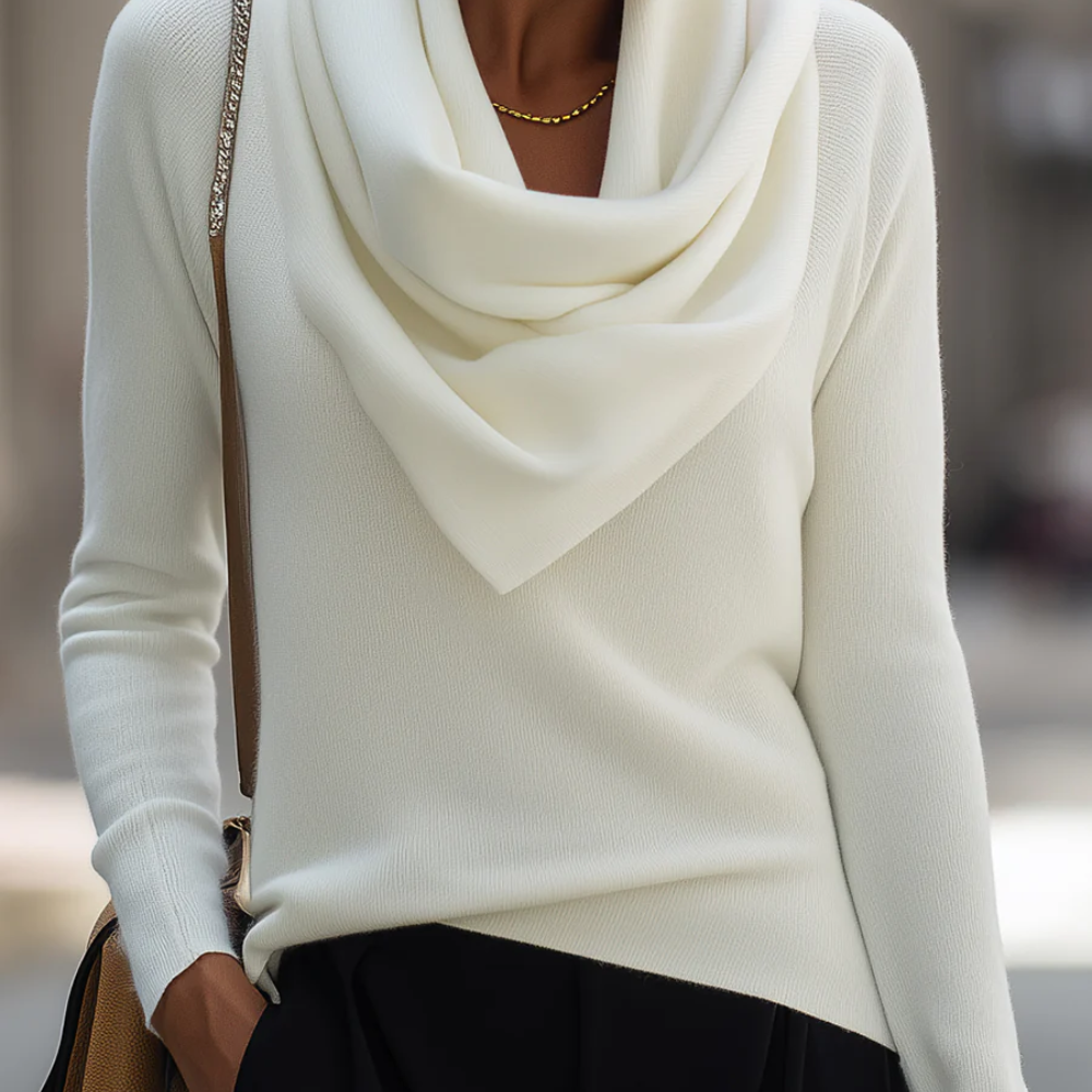 Eloria™ – Damen Langarmshirt mit Wasserfallausschnitt