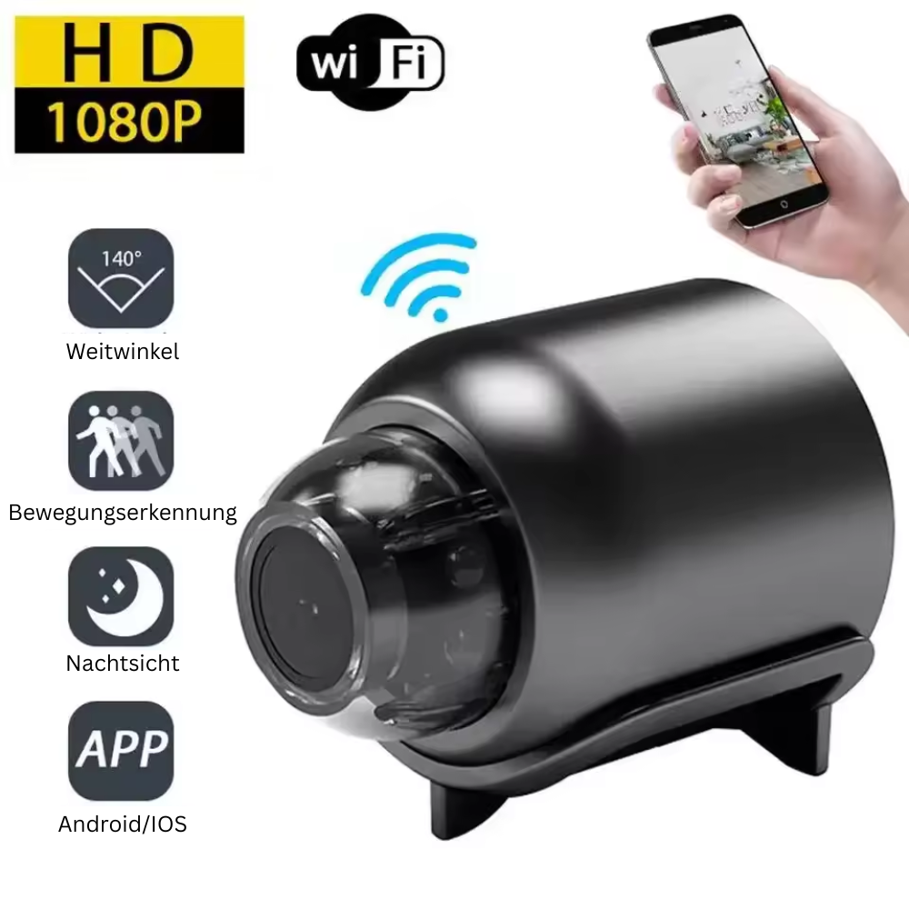 WächterCam™ Mini – Kompakte WLAN-Kamera mit IR-Nachtsicht & App-Steuerung