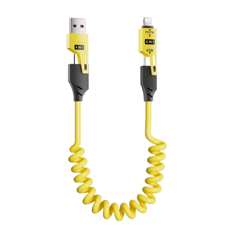 SpeedCoil65™ – 4-in-1 USB-Schnellladekabel, federnd & ausziehbar