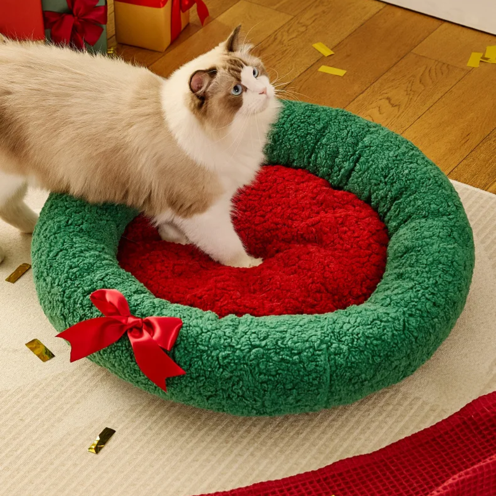 YulePaw™ - Runde Weihnachts-Kuschelhöhle für tiefen Winterschlaf