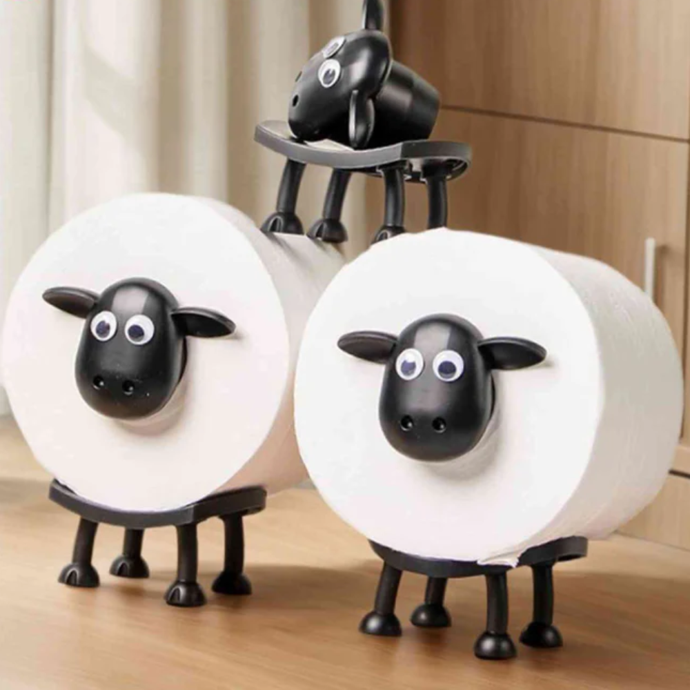 RollSchaf™ (Set aus 3 Stück) – Lustiger WC-Rollenhalter im Schafdesign für Bad & Gäste-WC