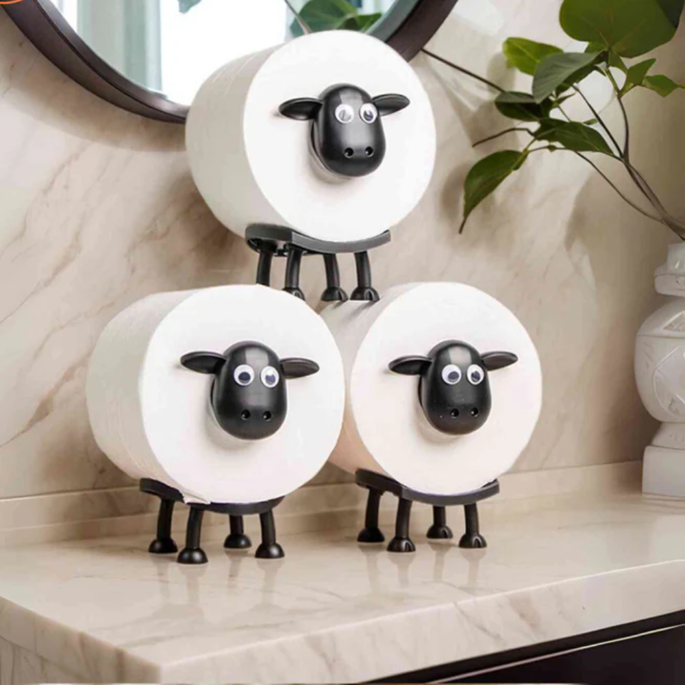 RollSchaf™ (Set aus 3 Stück) – Lustiger WC-Rollenhalter im Schafdesign für Bad & Gäste-WC