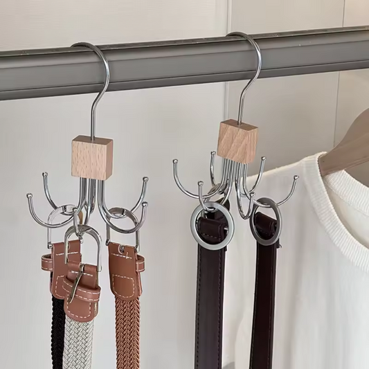 HakenFlex™ 6X – Drehbarer Kleider- & Gürtelhalter für den Kleiderschrank