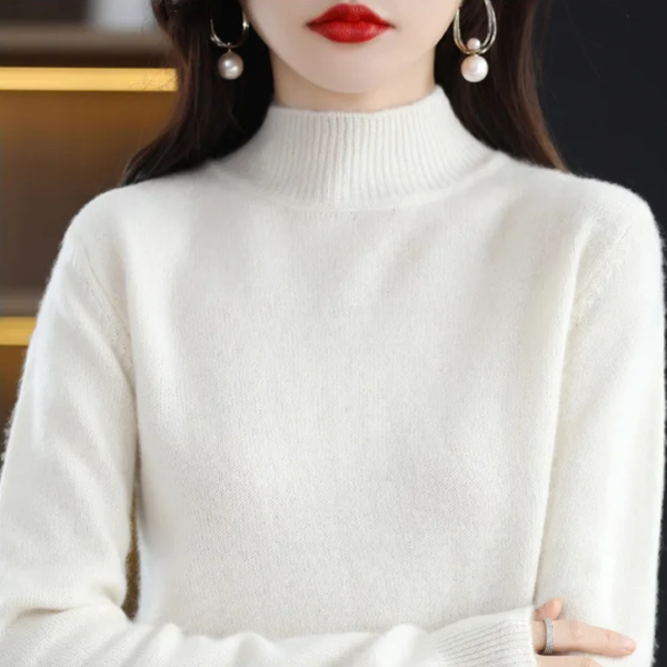 Amélienne™ - Eleganter Halb-Rollkragen Strickpullover