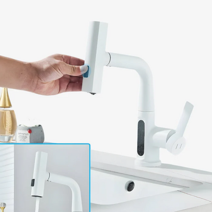 AquaLuxe™ Digital Waschtischarmatur – LED Wassertemperaturanzeige, Wasserfall Design, Warm & Kalt, Modernes Badezimmer