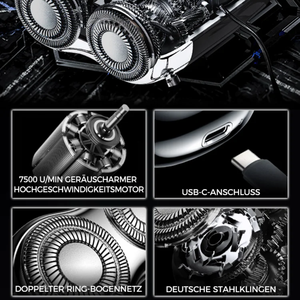 BladeMate™ Scharfer, Bartloser & Wasserdichter USB-Rasierer für Herren