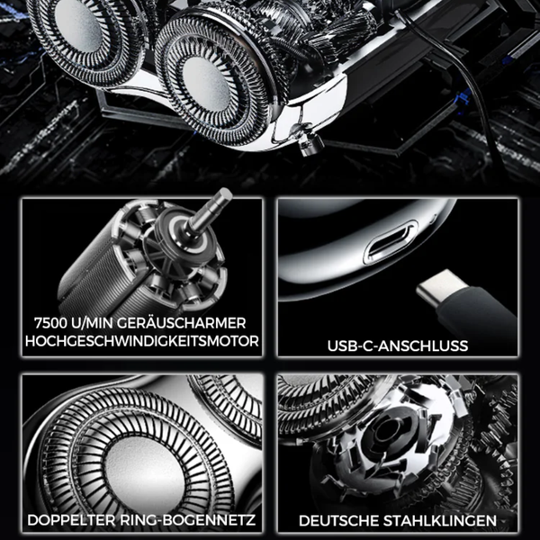 BladeMate™ Scharfer, Bartloser & Wasserdichter USB-Rasierer für Herren