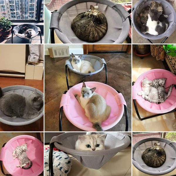 BreezeRest™ Bodentstand-Katzenhängematte mit atmungsaktivem Schlafnetz