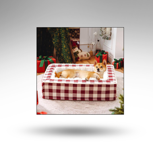 CalmPlaid™ Orthopädisches Hundebett – Karo & Festlichkeit