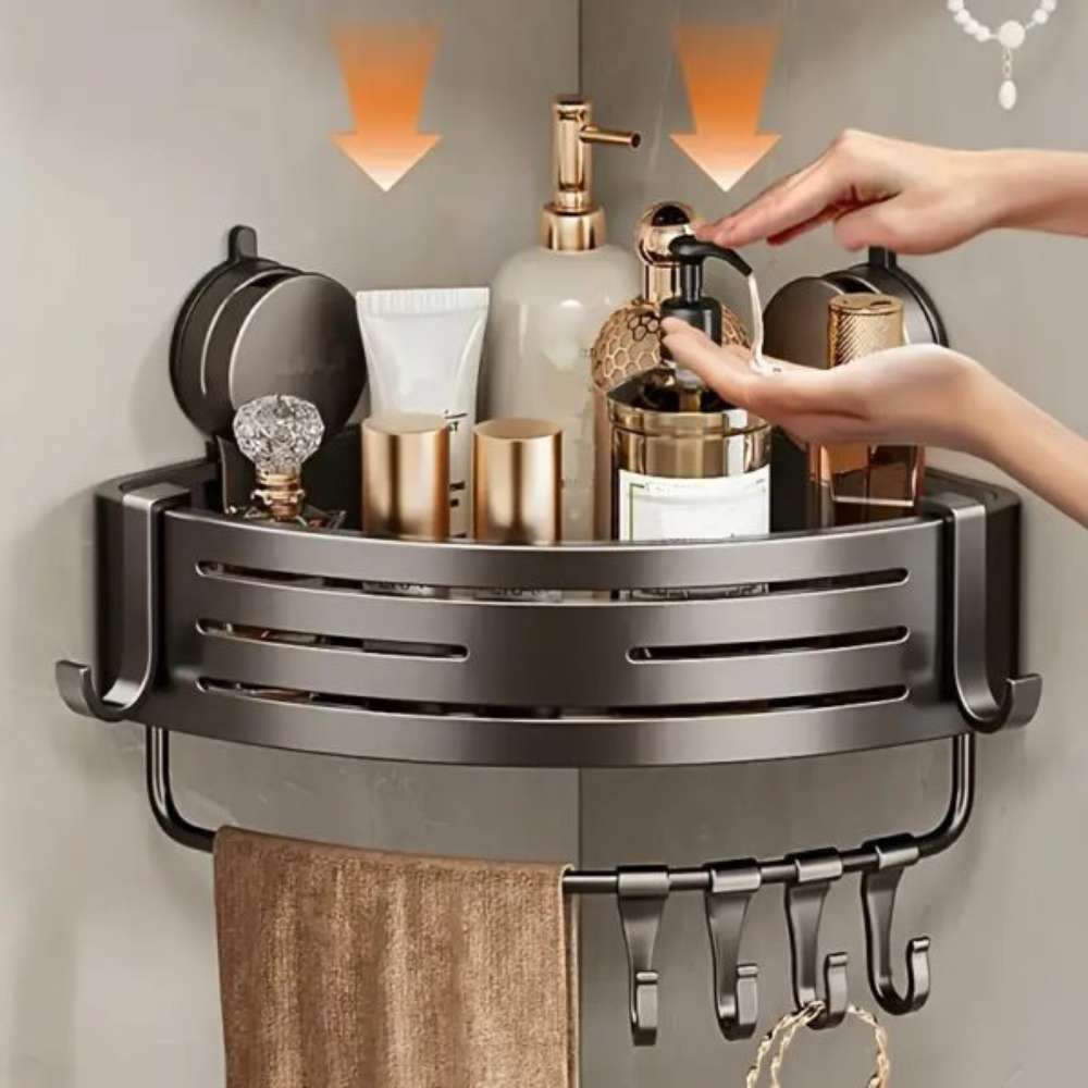 CornerGrip™ Eckregal mit Saugnapf fürs Badezimmer ohne Bohren