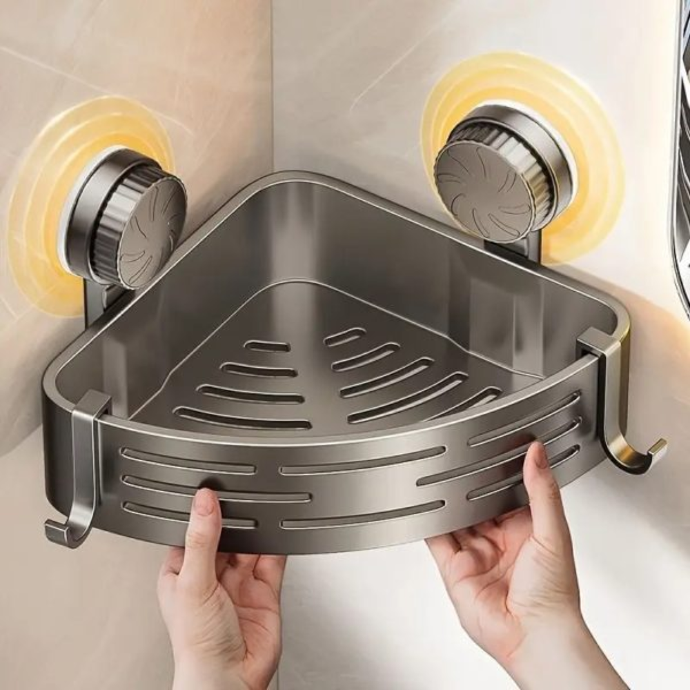 CornerGrip™ Eckregal mit Saugnapf fürs Badezimmer ohne Bohren