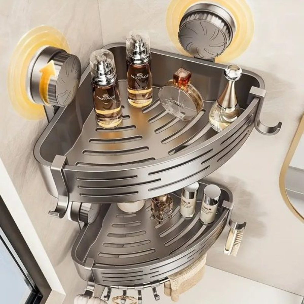 CornerGrip™ Eckregal mit Saugnapf fürs Badezimmer ohne Bohren