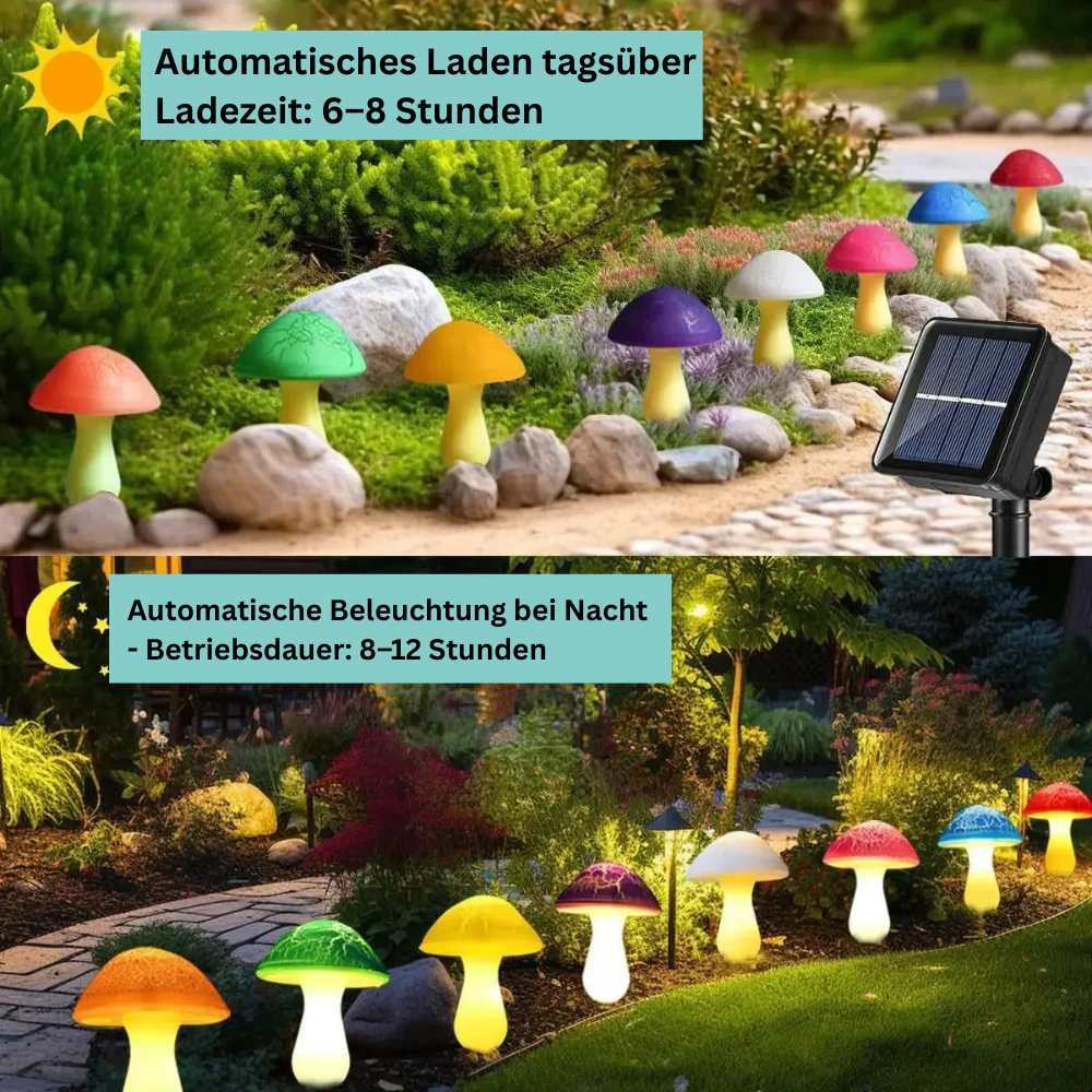 CrackGlow™ – Solar-Pilzleuchte mit geborstenem Glas