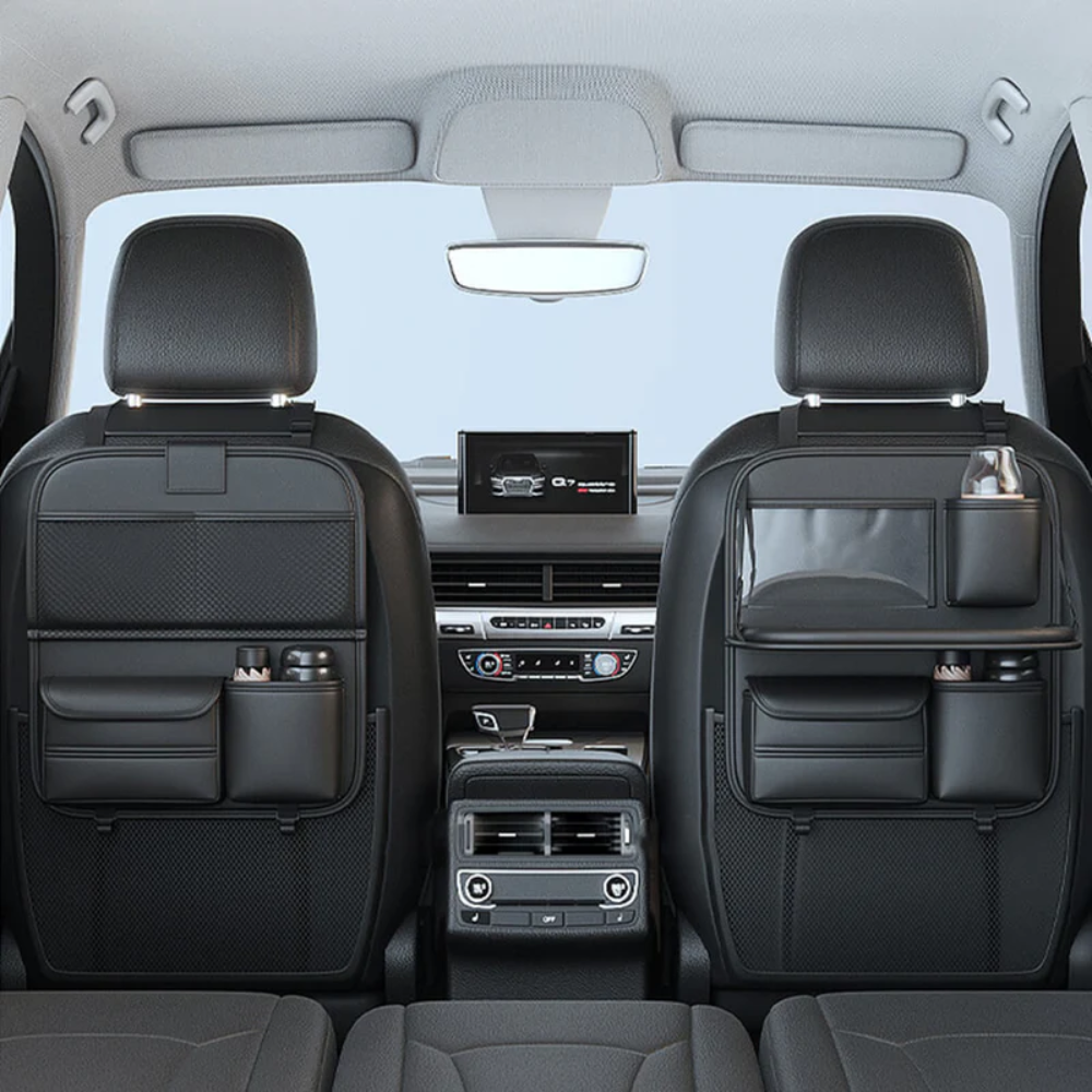 DriveTidy™ - Faltbarer Rücksitz-Organizer mit Tablett & Abfach