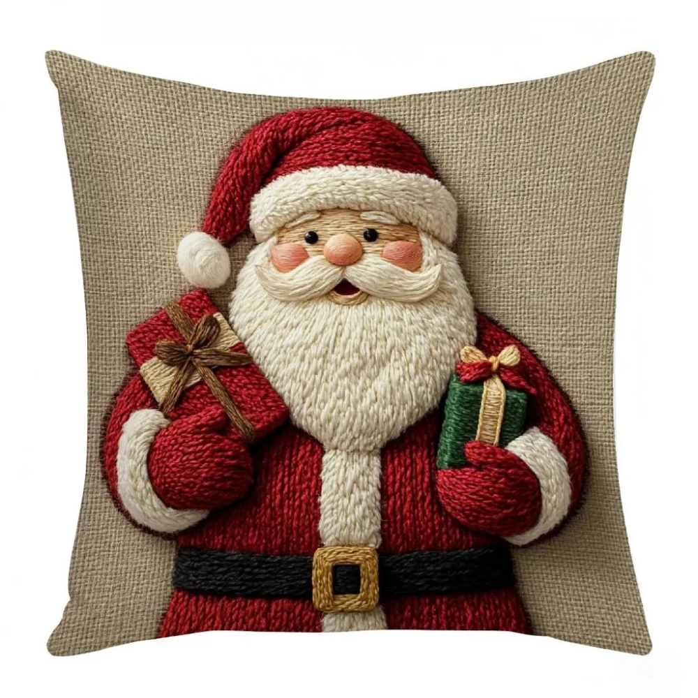 FestivePillow™ Flachgedruckte Weihnachts-Kissenbezüge mit Santa-Motiv