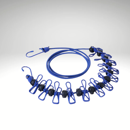 FlexLine™ – Dehnbare Outdoor Wäscheleine mit Haken & Clips