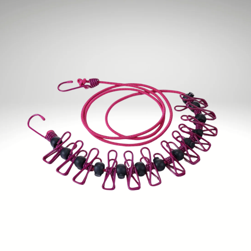 FlexLine™ – Dehnbare Outdoor Wäscheleine mit Haken & Clips