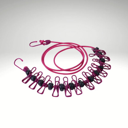 FlexLine™ – Dehnbare Outdoor Wäscheleine mit Haken & Clips