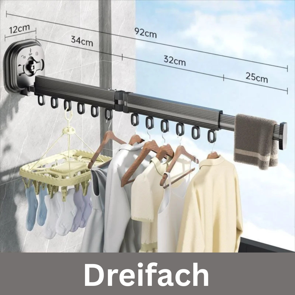 FlexiDry™ - Ausziehbarer Wäschetrockner mit Saugnapf für bodenfreie Nutzung