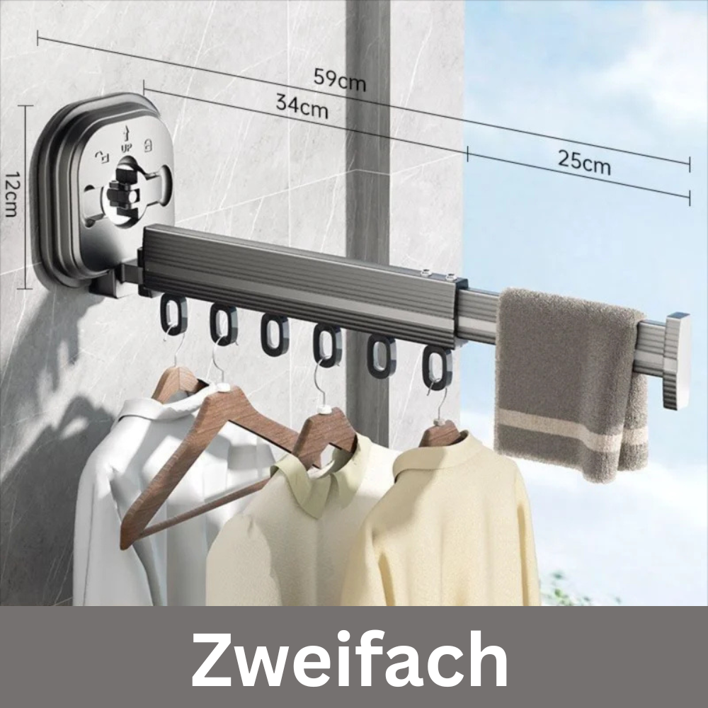 FlexiDry™ - Ausziehbarer Wäschetrockner mit Saugnapf für bodenfreie Nutzung