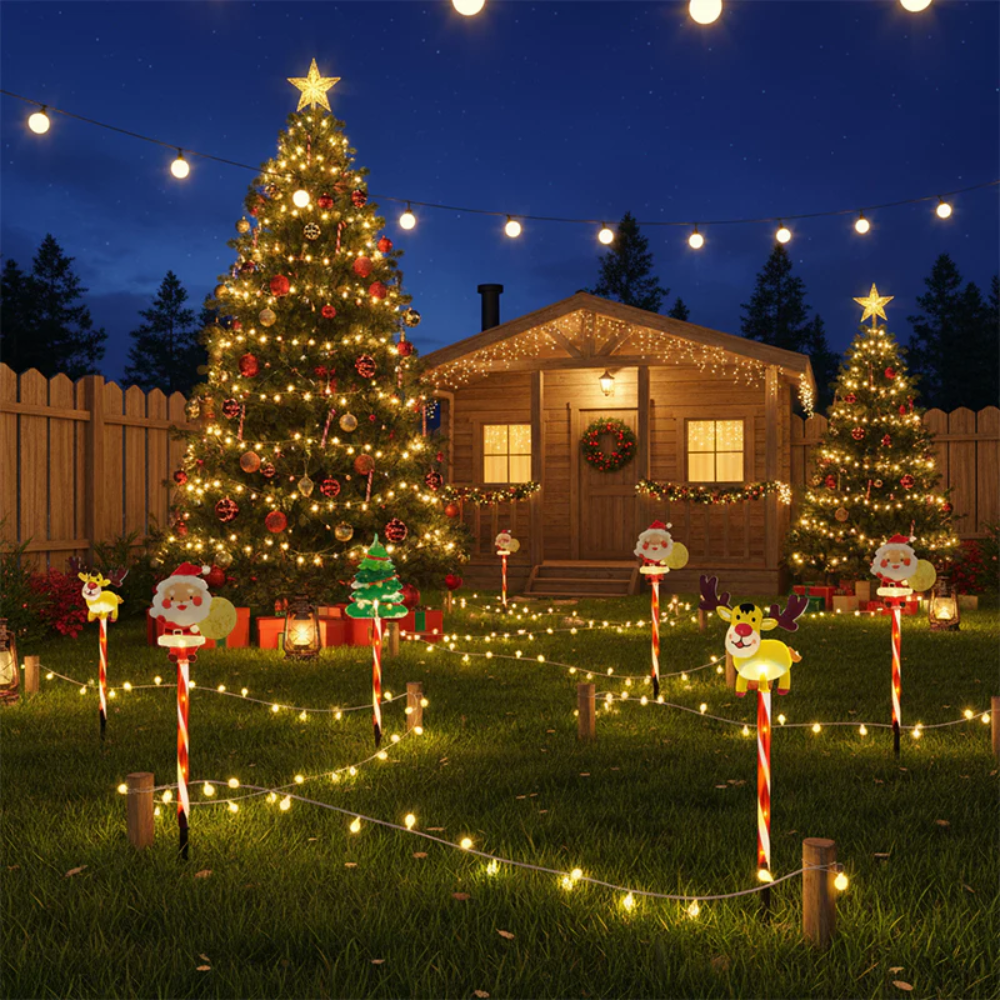 GardenGlow™ Weihnachts-Garten-Solarlicht mit Santa & Baum-Motiv