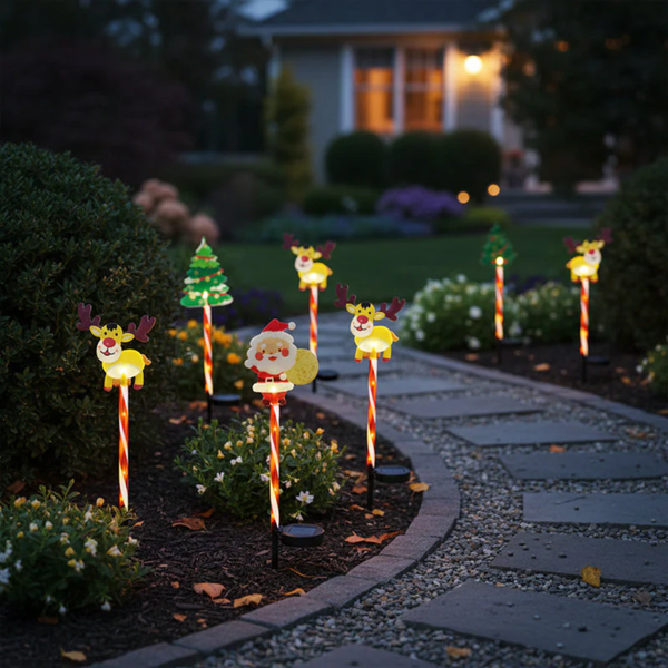 GardenGlow™ Weihnachts-Garten-Solarlicht mit Santa & Baum-Motiv