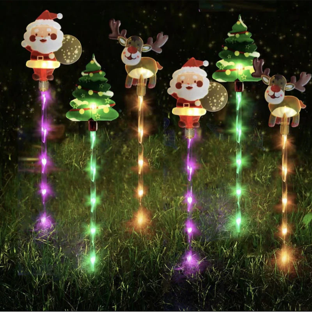 GardenGlow™ Weihnachts-Garten-Solarlicht mit Santa & Baum-Motiv