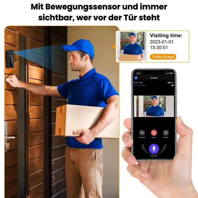 SmartVue™ Smarte Video-Türglocke – Drahtlos, Nachtsicht, App-Steuerung