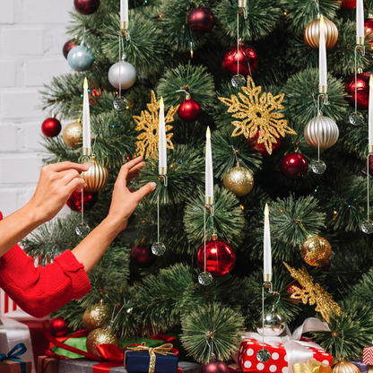 GlowBall™ LED Weihnachtsbaum-Kerzen mit Kristallkugel-Haken