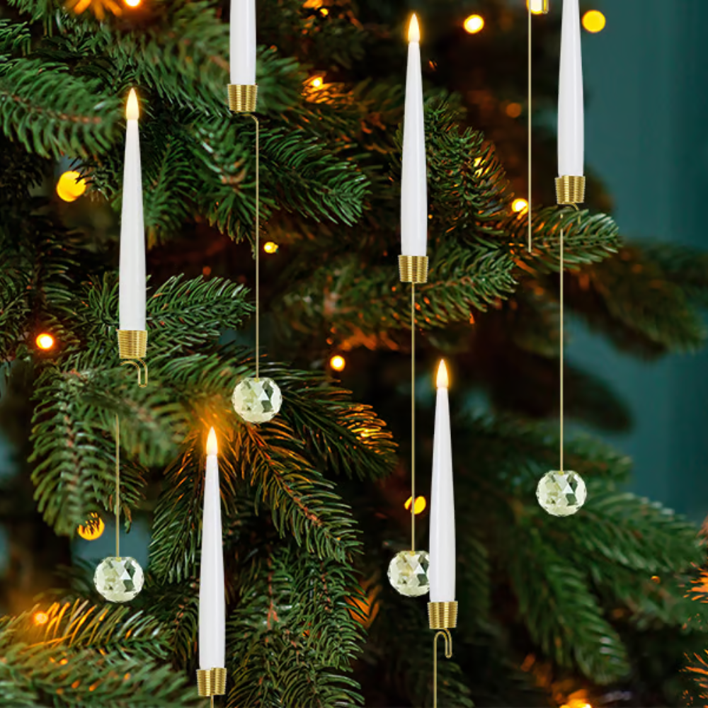 GlowBall™ LED Weihnachtsbaum-Kerzen mit Kristallkugel-Haken