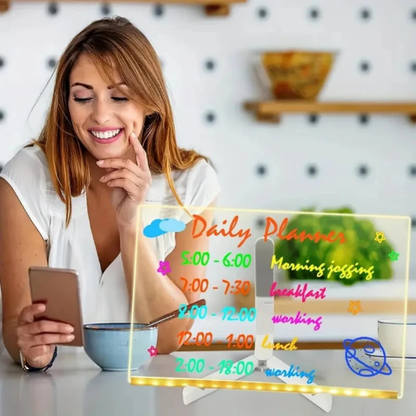 GlowBoard™ Kreatives Wiederbeschreibbares Acryl-LED-Nachrichtenschild Inkl. Leuchtstiften