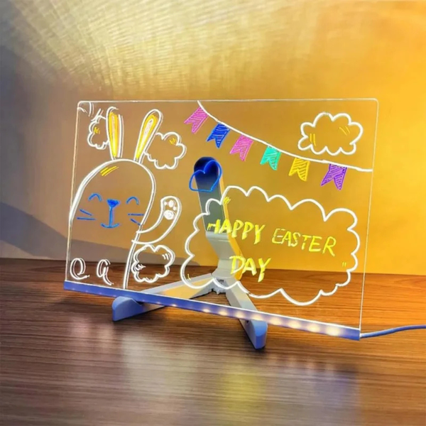 GlowBoard™ Kreatives Wiederbeschreibbares Acryl-LED-Nachrichtenschild Inkl. Leuchtstiften